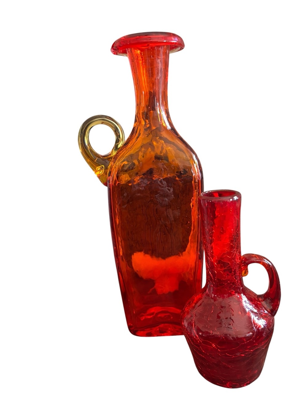 Set of two Vintage Amberina art glass pieces